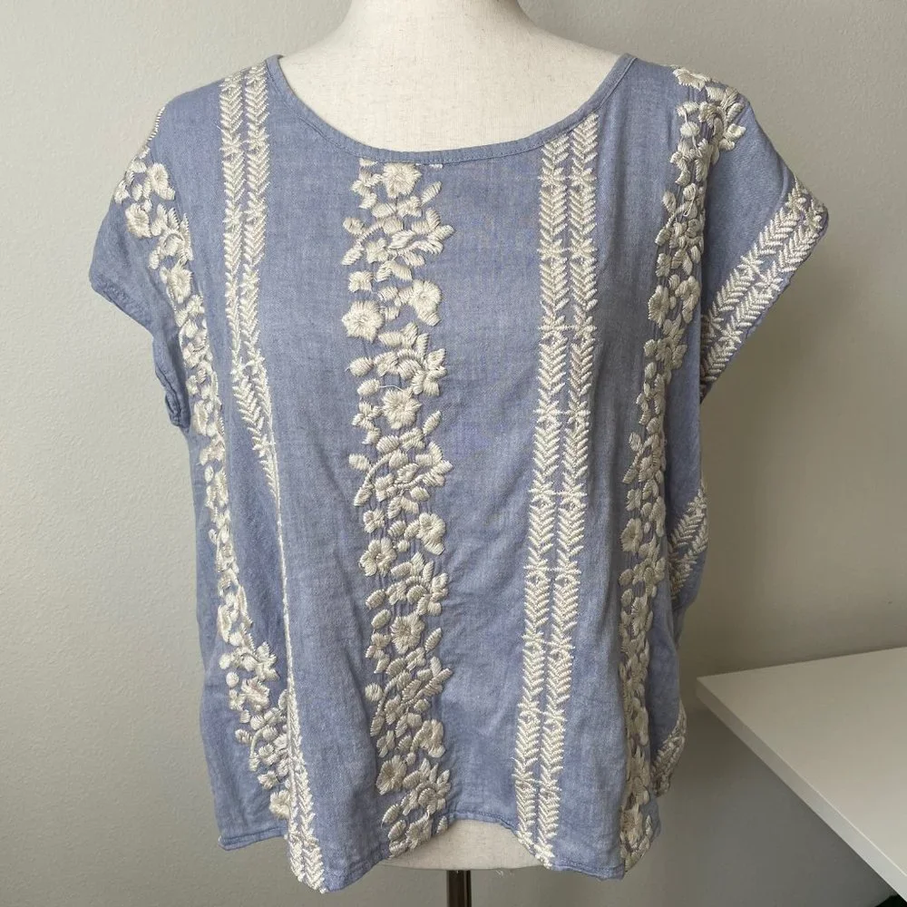 Fresh Produce Organic Cotton Floral Embroidered Top Made in USA - Picture 5 of 11
